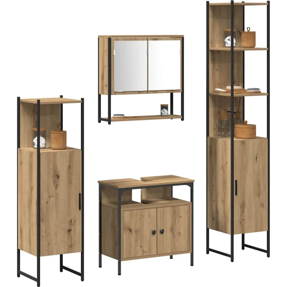 vidaXL Badkamermeubelset 4 st Artisan Eiken 33 x 33 x 185,5 cm Bruin