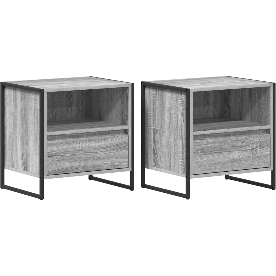vidaXL Nachtkastje 2 st Grijs Sonoma 50 x 39,5 x 50 cm Bewerkt hout, foto 3