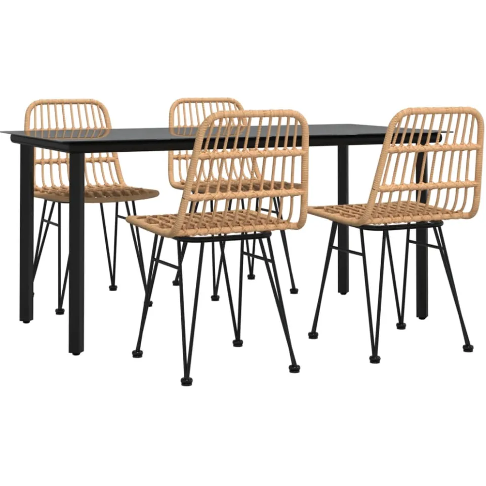 vidaXL 5-delige Tuinset poly rattan Bruin