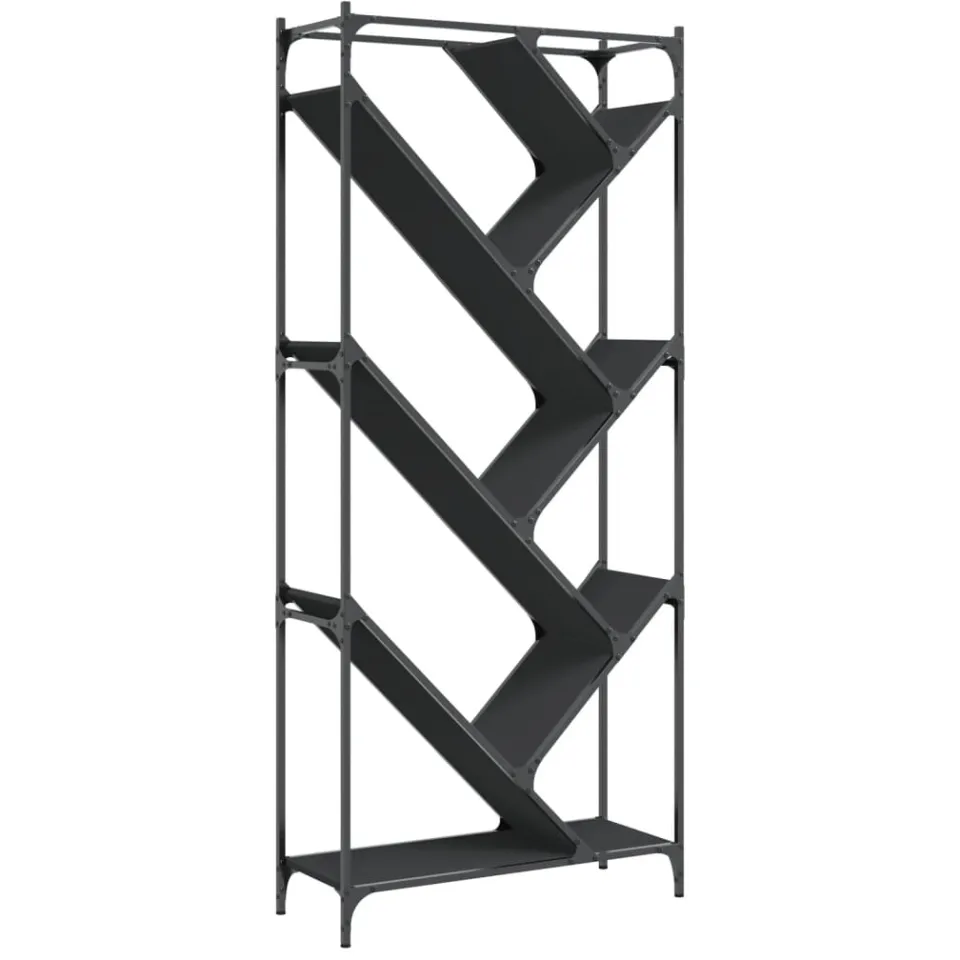 vidaXL Boekenkast 79x30x180 cm bewerkt hout en metaal zwart