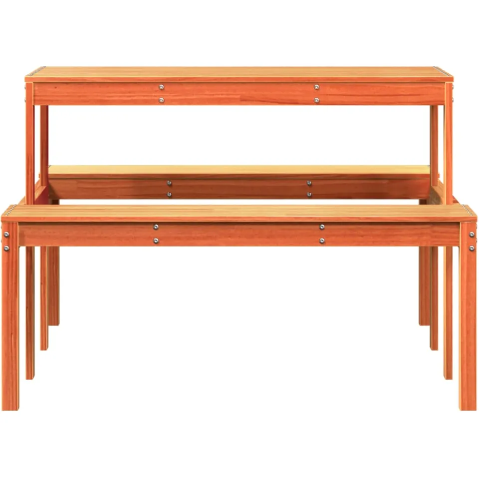 vidaXL Picknicktafel 110x134x75 cm massief grenenhout wasbruin bruin, foto 4