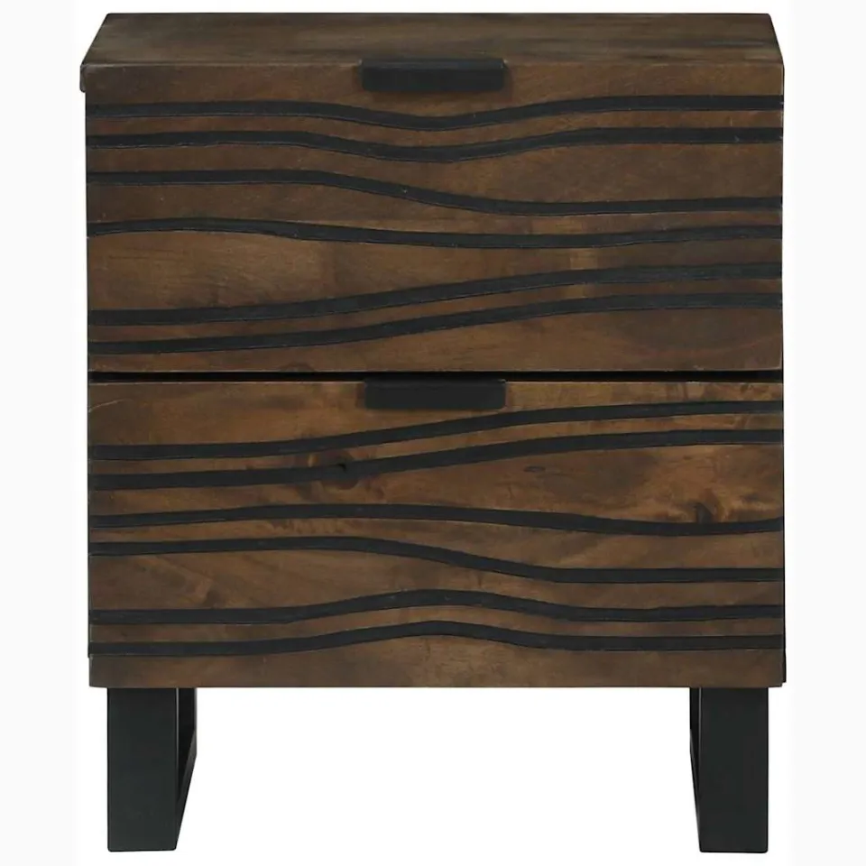 vidaXL Nachtkastje Walnotenhout 40 x 33 x 46 cm Bewerkt hout bruin, foto 4