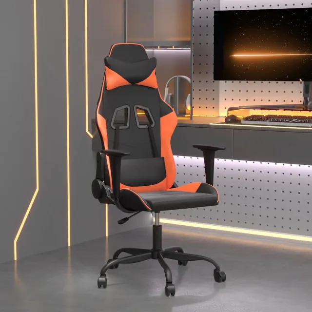 vidaXL Massage gamestoel kunstleer zwart en oranje, foto 2