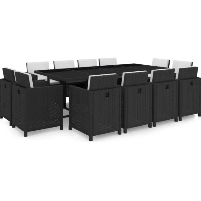 vidaXL 13-delige Tuinset met kussens poly rattan zwart