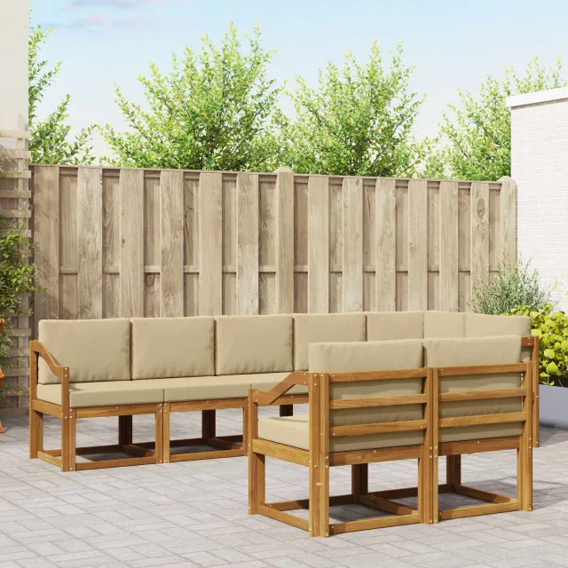 vidaXL Buiten bankenset 8 st 8-zits Natuurlijk en Beige