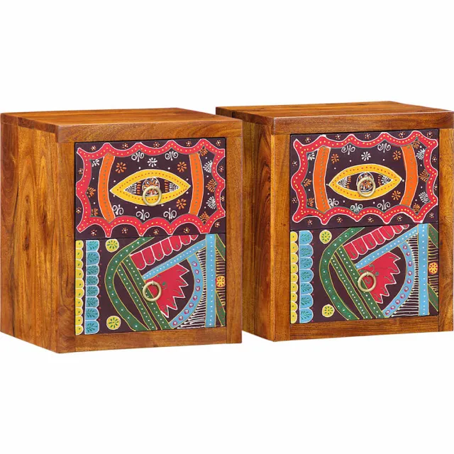 vidaXL Nachtkastje 2 st Bruin 35 x 30 x 40 cm Massief Acaciahout