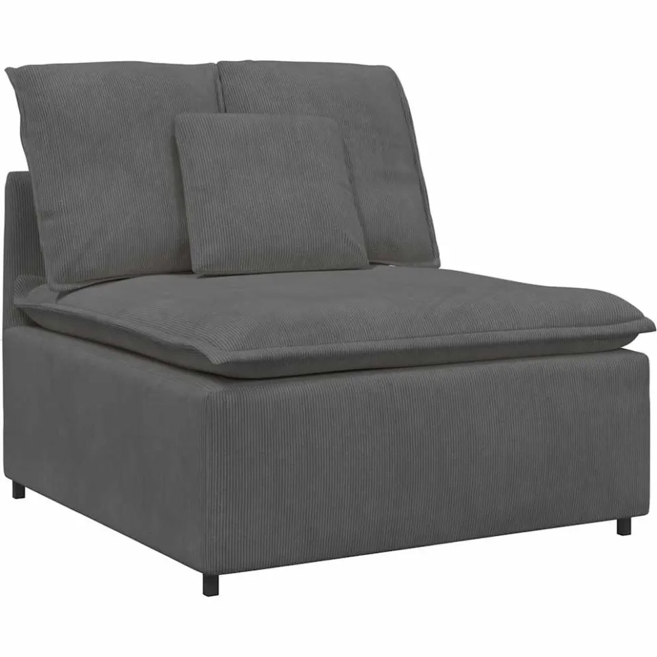 vidaXL Modulaire bank met voetenbank&kussens corduroy stof donkergrijs grijs, foto 4