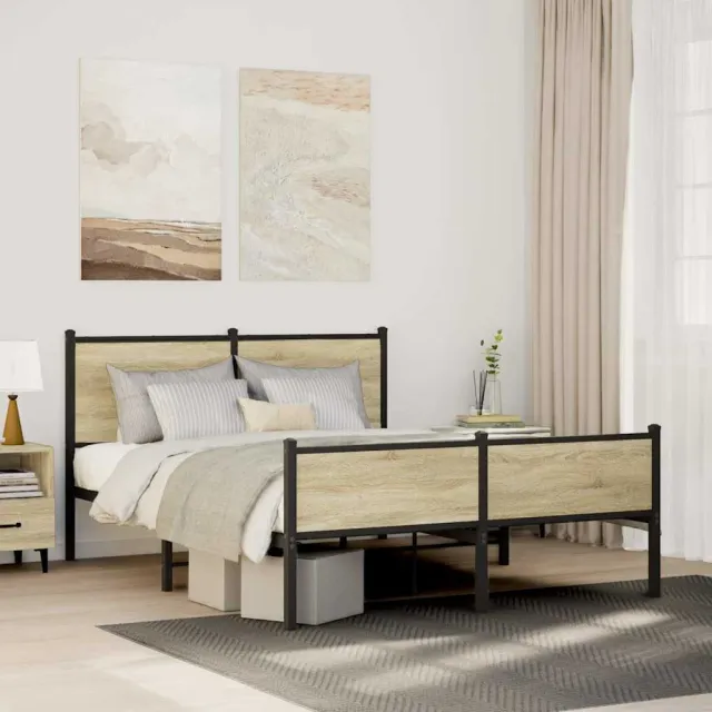 vidaXL Bedframe zonder matras metaal sonoma eikenkleurig 150x200 cm