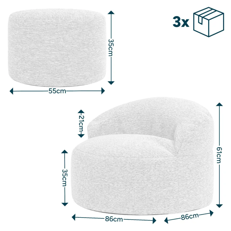 icon - Orb Zitzak Fauteuil met Poef - Binnen - Beige, foto 4