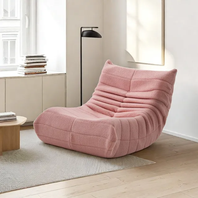 ROSAHQNDA Zitzakbank,Zitzak, vloerbank, vloerstoel met rugleuning, comfortabele XXL leesstoel - 86x105x75cm, luie bank, zitzak voor slaapkamer, woonkamer, relaxfauteuil, roze