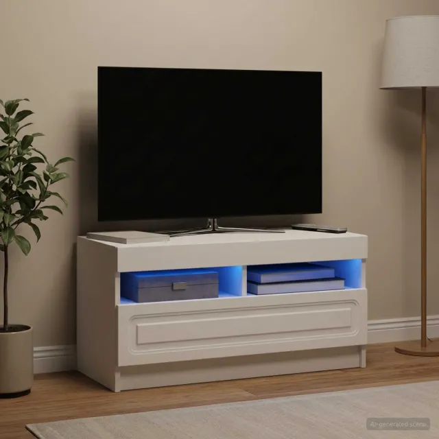 vidaXL LED tv-meubel Wit Bewerkt hout, foto 2