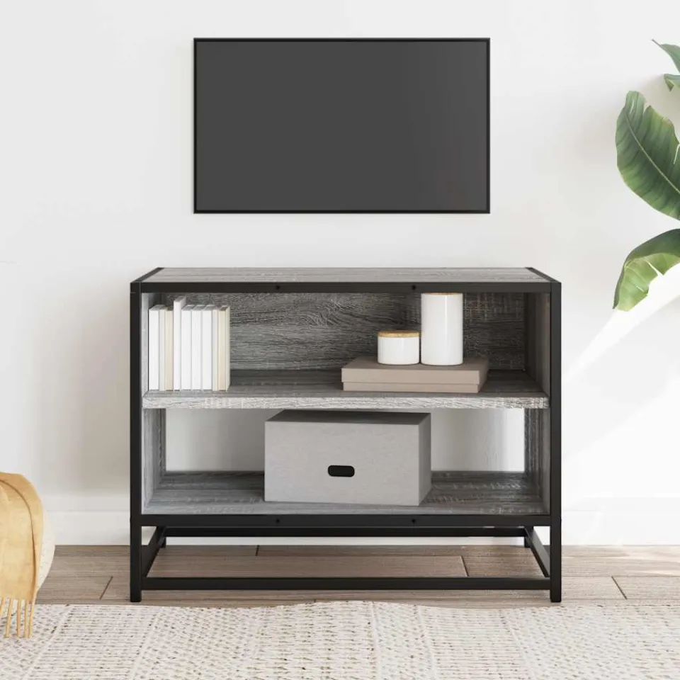 vidaXL Tv-meubel 61x40x46 cm bewerkt hout metaal grijs sonoma eiken, foto 2