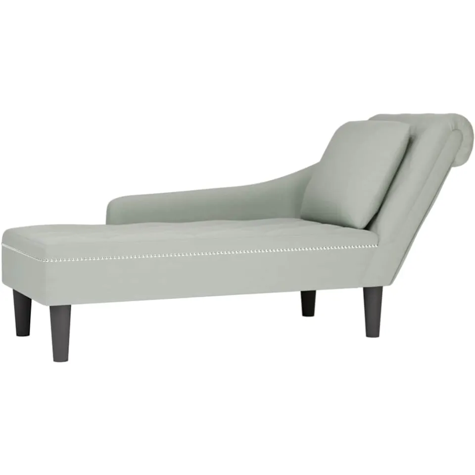 vidaXL Chaise longue met kussen & rechterarmleuning fluweel lichtgrijs grijs, foto 4