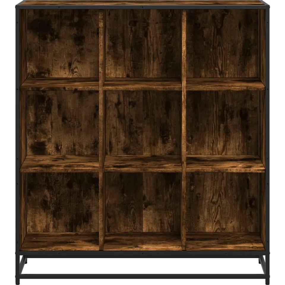 vidaXL Boekenkast 97,5x33x107,5 cm hout en metaal gerookt eikenkleurig, foto 4