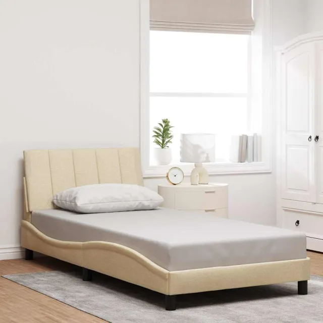 vidaXL Bedframe zonder matras "Hanko" 100x200 cm stof crèmekleurig