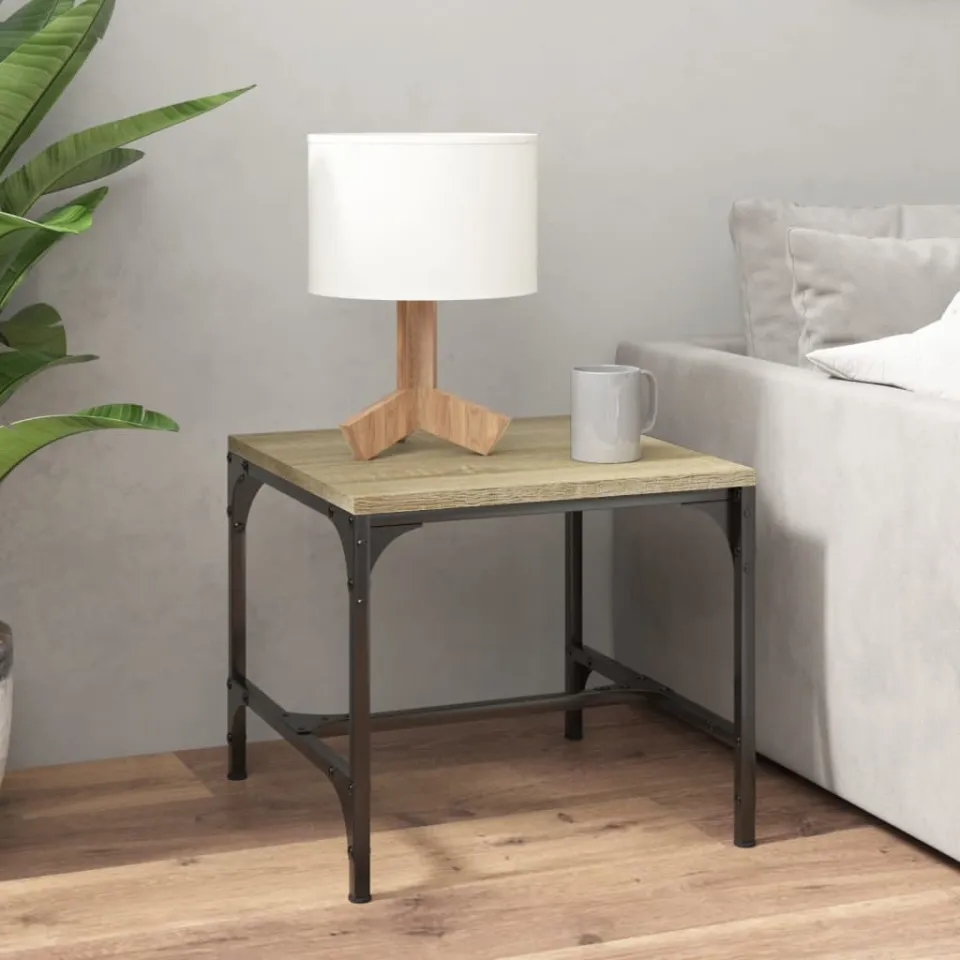 vidaXL Bijzettafels 2 st 40x40x35 cm bewerkt hout sonoma eikenkleurig, foto 2