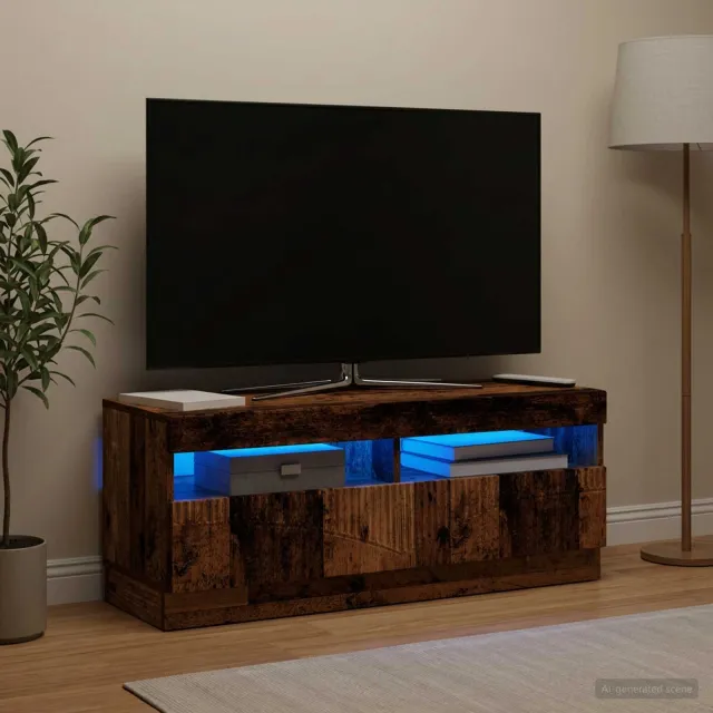 vidaXL LED tv-meubel Oud hout Bewerkt hout Bruin