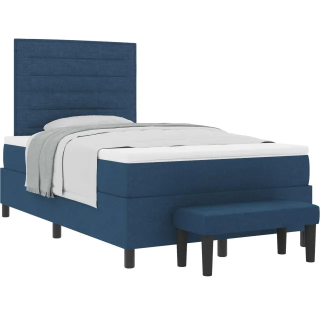 vidaXL Boxspringbed met hoofdeinde Blauw 120 x 190 cm Stof