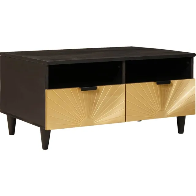 vidaXL Salontafel Zwart en Goud 40 x 33 x 46 cm Bewerkt hout