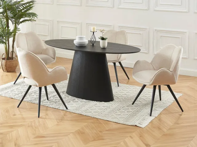 Vente-unique Set van tafel ANTELADA + 4 stoelen GULSUN - Zwart en beige