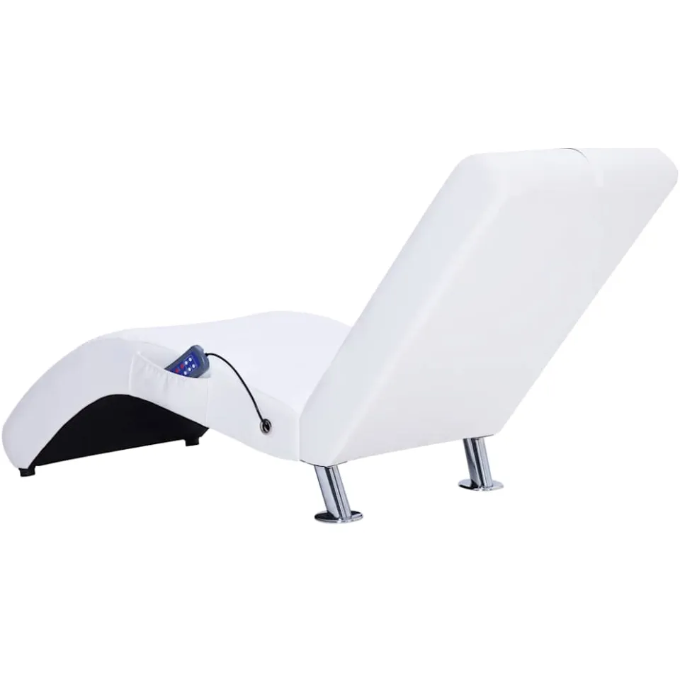 vidaXL Massage chaise longue met kussen kunstleer wit