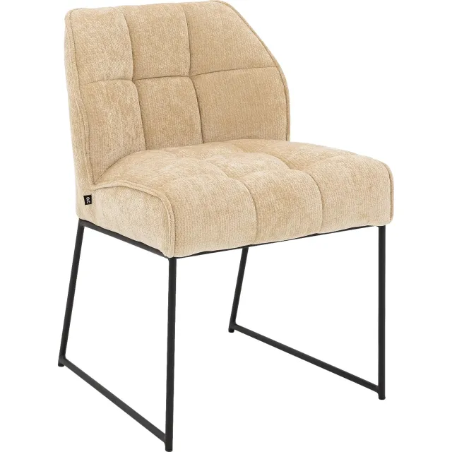 Goossens Eetkamerstoel Ronnie - Beige - Stof - Zonder Armleuning