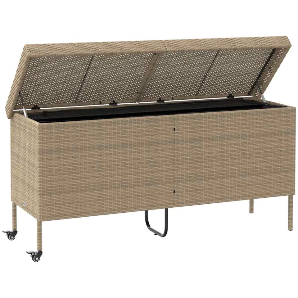 vidaXL Tuinbox met wielen 160x55x75 cm poly rattan beige, foto 4