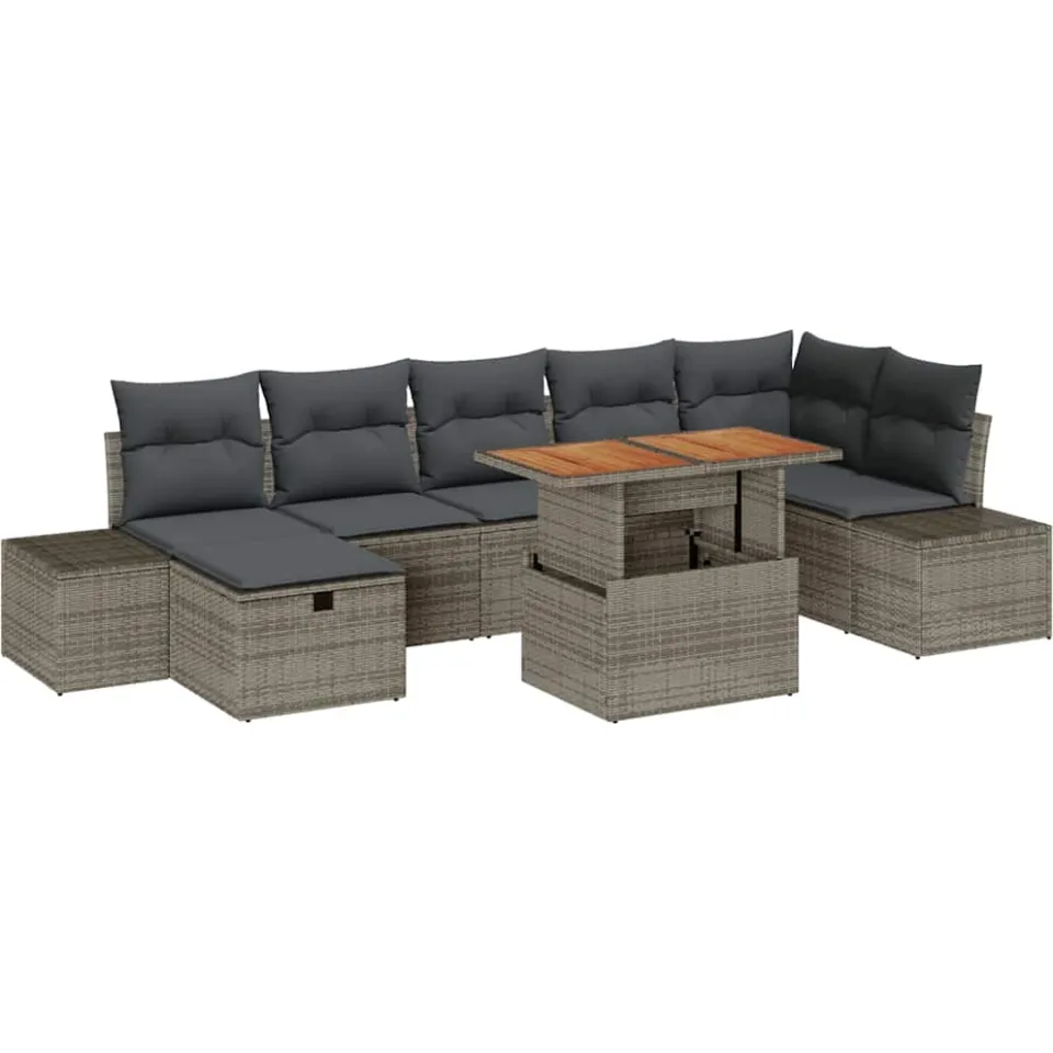 vidaXL Tuin Sofa Set 8 st Grijs poly rattan