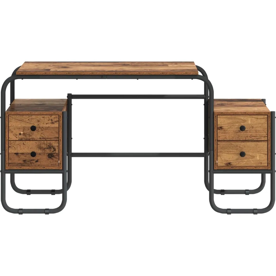 vidaXL Bureau met opbergruimte Oud hout 145 x 50 x 75 cm bruin, foto 3