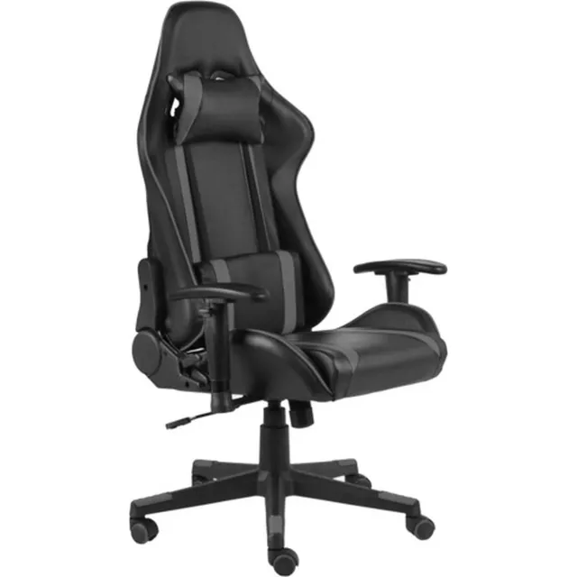 vidaXL Gamestoel - draaibaar - PVC - grijs zwart en grijs