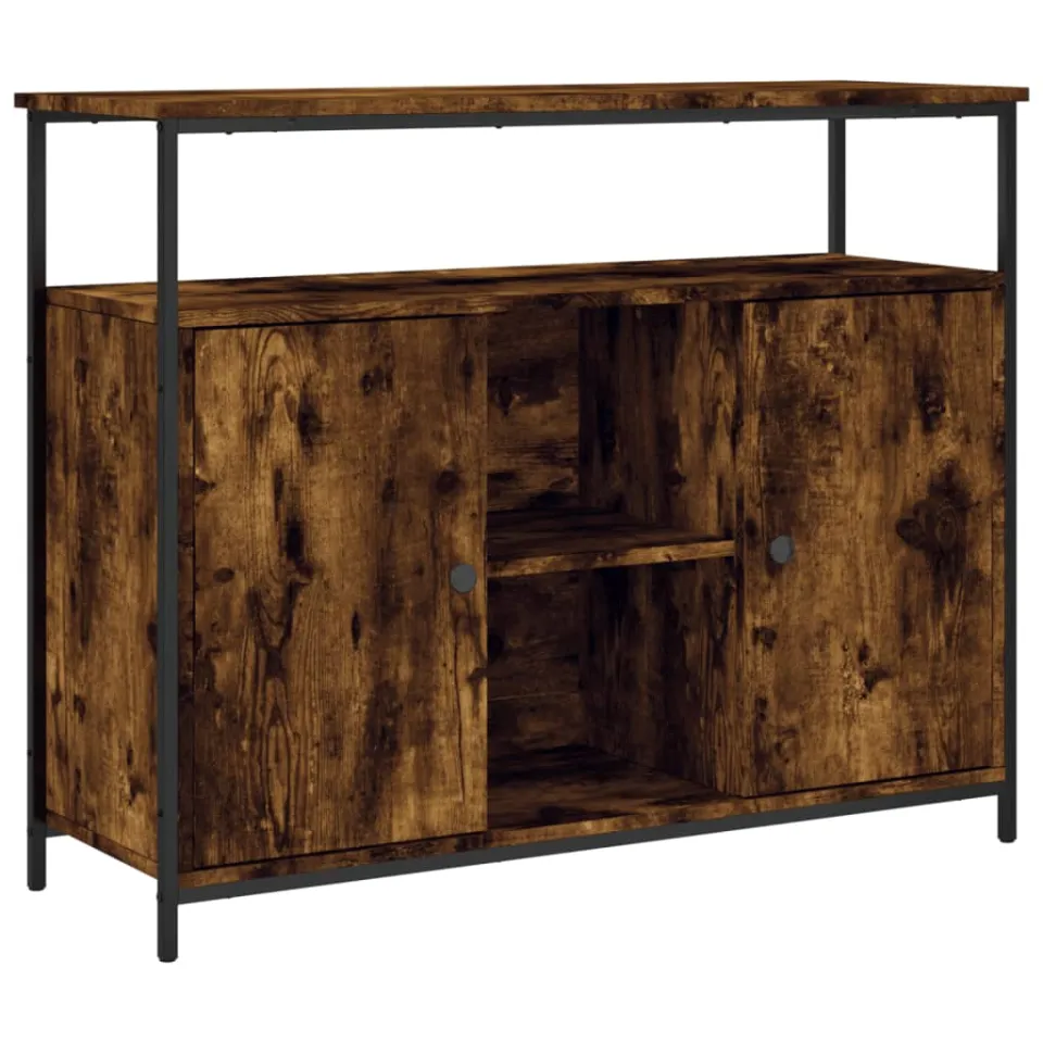 vidaXL Dressoir 100x35x80 cm bewerkt hout gerookt eikenkleurig, foto 3