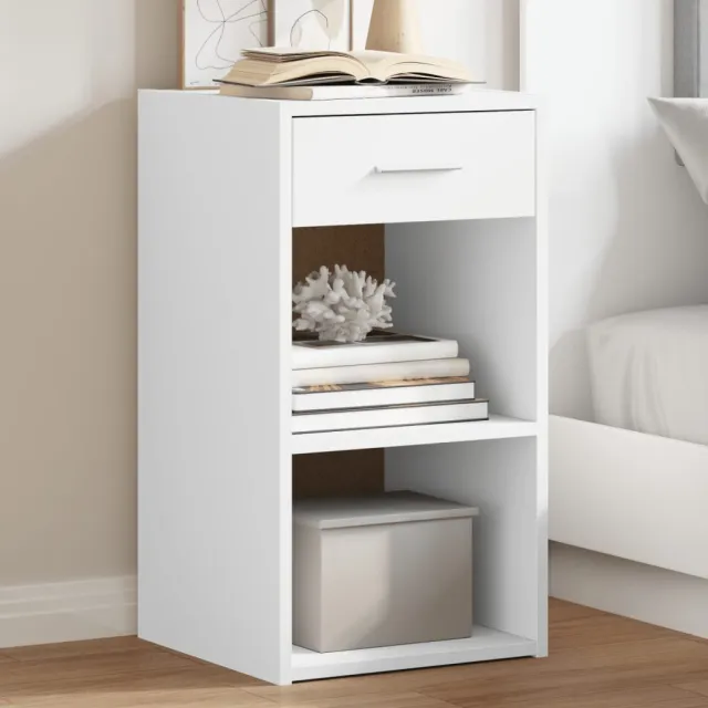 vidaXL Nachtkastjes 2 st 35x34x65 cm bewerkt hout wit, foto 2