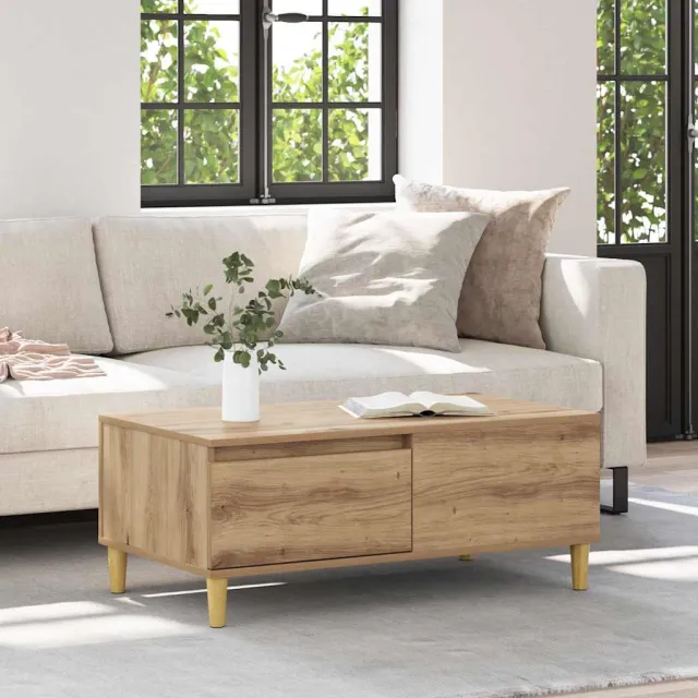 vidaXL Salontafel Artisan Eiken 90 x 50 x 35 cm Bewerkt hout Bruin