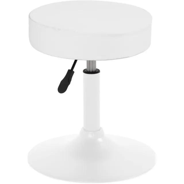 Famanu Bureaukruk zonder wielen, dikke ronde zitting van kunstleer, gevoerd en in hoogte verstelbaar van 43-57 cm, brede metalen basis, antislip, wit