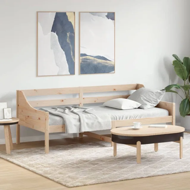 vidaXL Day Bed Naturel 90 x 200 cm Solid pine wood, Plywood slats