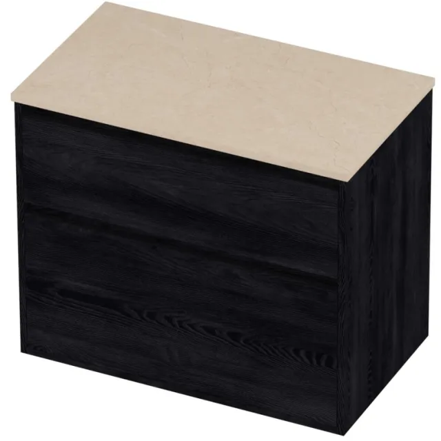 Proline Deck Badmeubelset Hardsteen Greeploos Asymmetrisch Kader 80x46x67 cm Sand Stone Black Oak