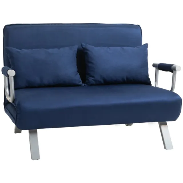 ZYLARO Slaapbank - 5-voudig verstelbaar - Kunstsuède - Metalen frame - Inclusief kussens - Marineblauw
