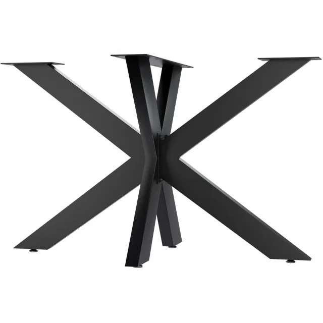 CLP Biloxi tafelpoten - metaal - voor doe-het-zelf - Hoogte 71 cm - Stervormig tafelframe van gepoedercoat staal - zwart 120x68 cm