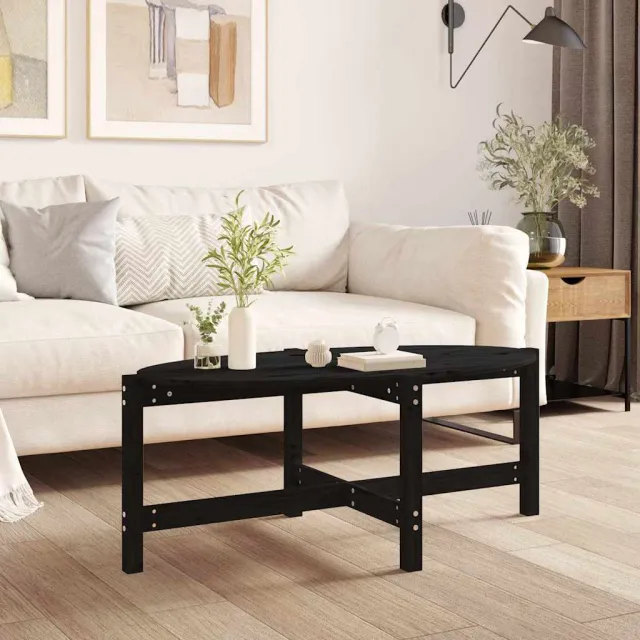 vidaXL Salontafel 118x63x45 cm massief grenenhout zwart, foto 2