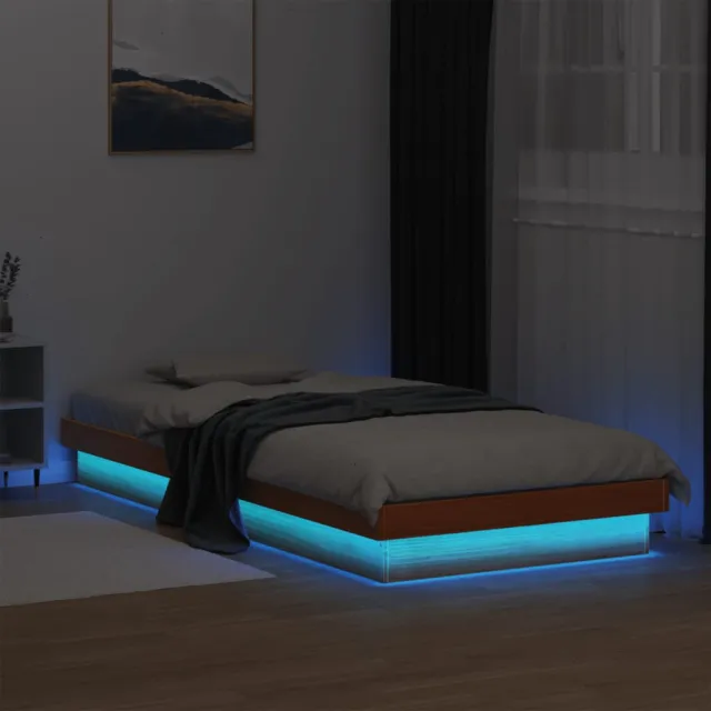 vidaXL Bedframe LED massief grenenhout wasbruin 75x190 cm