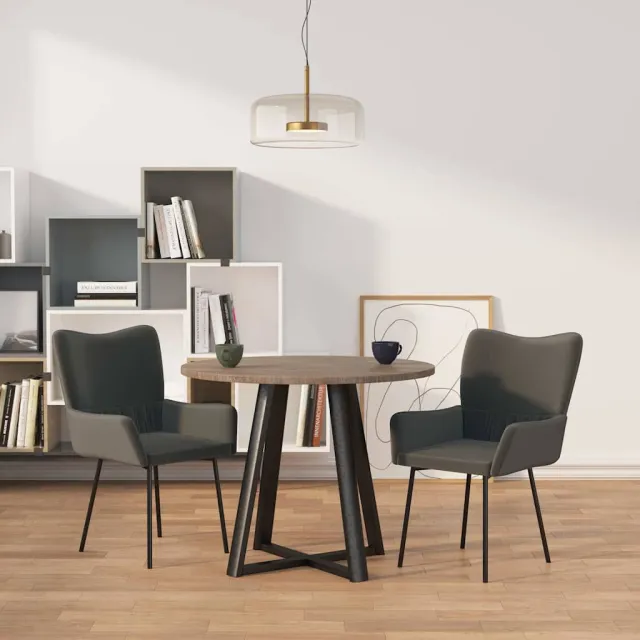 vidaXL Eetkamerstoelen 2 st fluweel donkergrijs grijs, foto 2