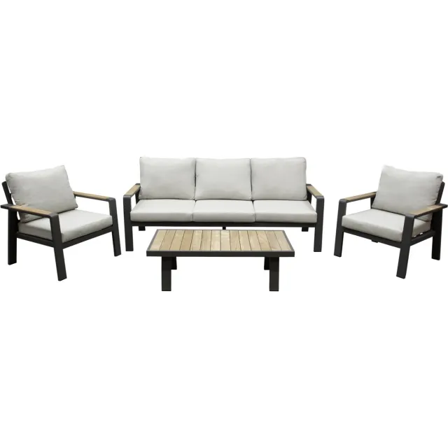 AVH-Collectie Lola stoel bank loungeset 4 delig antraciet aluminium