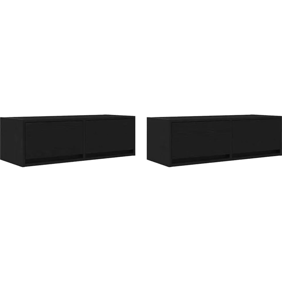 vidaXL Tv-kasten 2 st 80x31x25,5 cm spaanplaat zwart eikenkleurig, foto 3