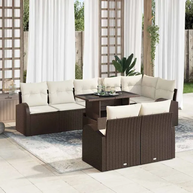 vidaXL Tuin Sofa Set 9 st Bruin Poly riet, foto 2