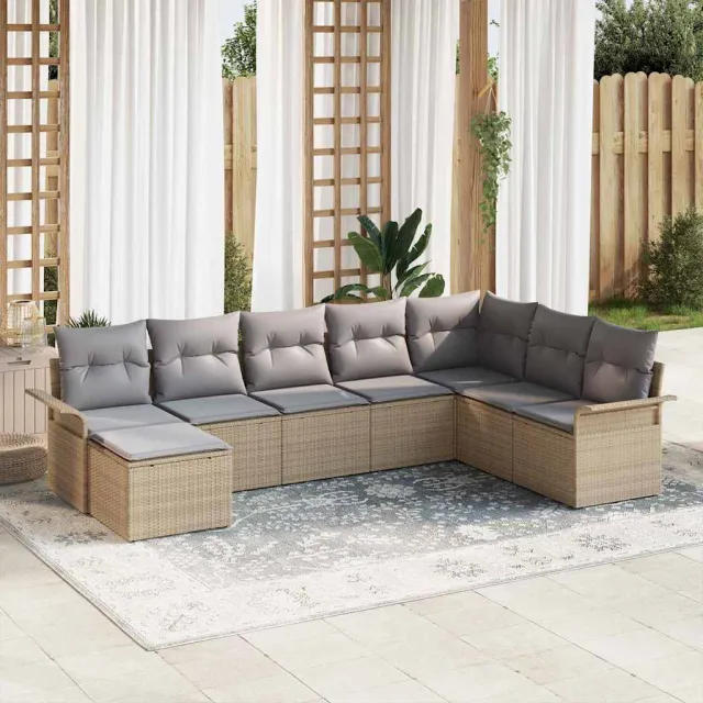 vidaXL Tuin Sofa Set 8 st Beige poly rattan, foto 2