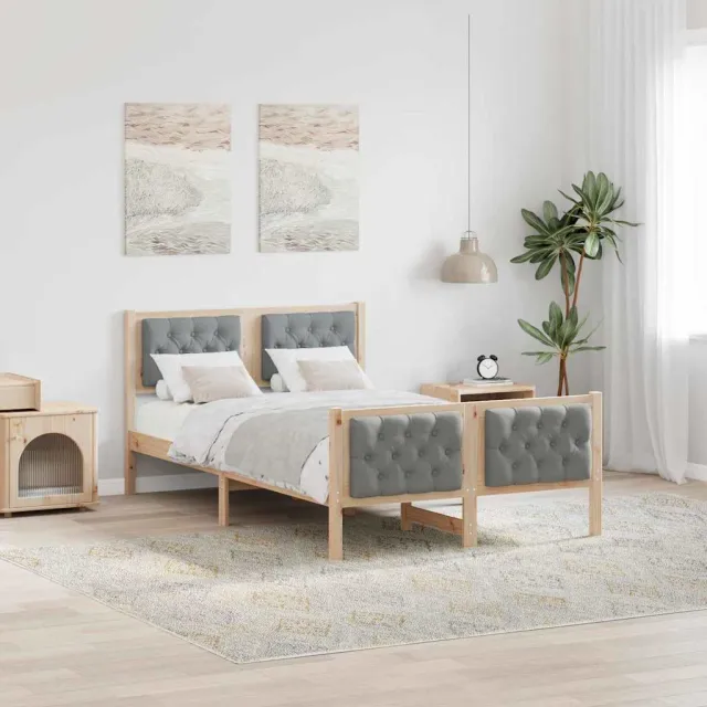 vidaXL Bedframe Lichtgrijs 120 x 190 cm Massief grenenhout Bruin