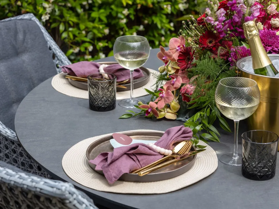 Bellagio tuinmeubelen Bellagio La Fonte dining tuintafel ø 150cm grijs, foto 4