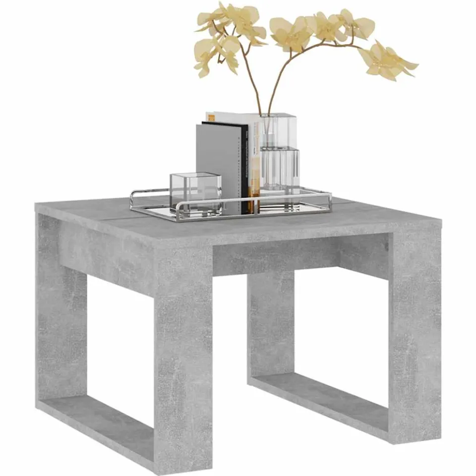 vidaXL Bijzettafel 50x50x35 cm bewerkt hout betongrijs grijs, foto 3
