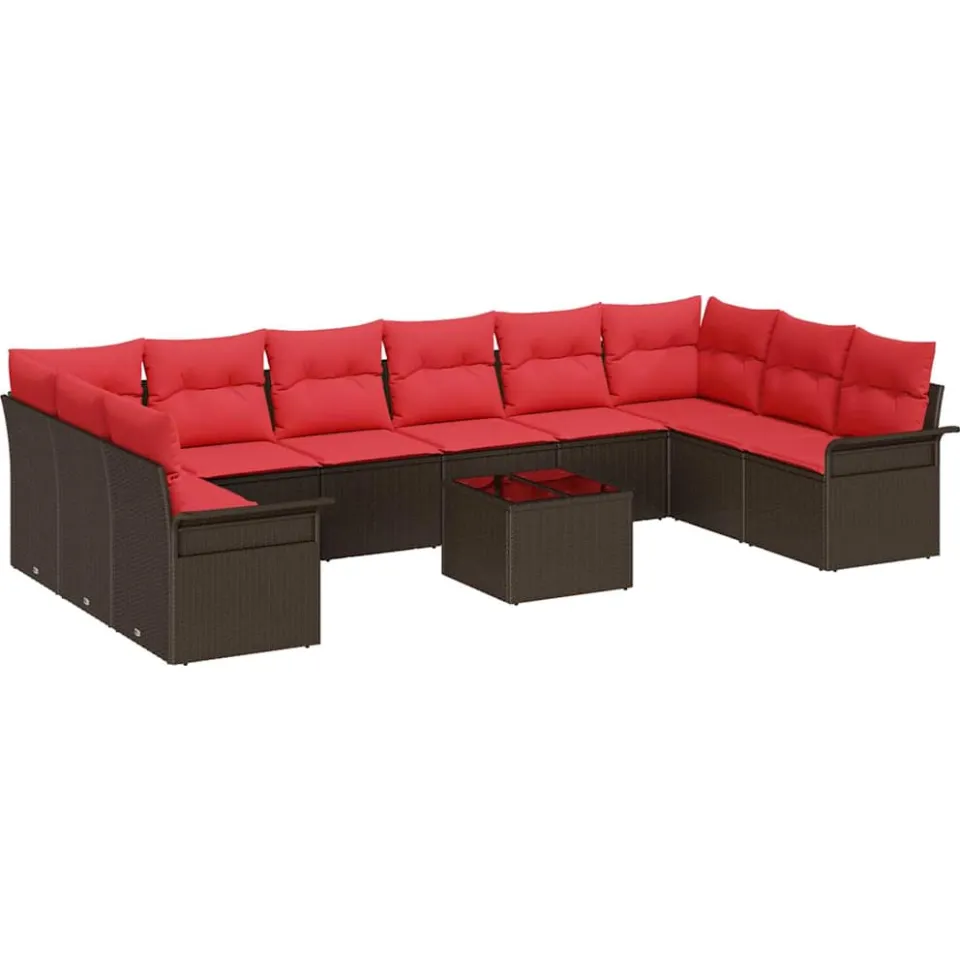 vidaXL Tuin Sofa Set 11 st Bruin poly rattan