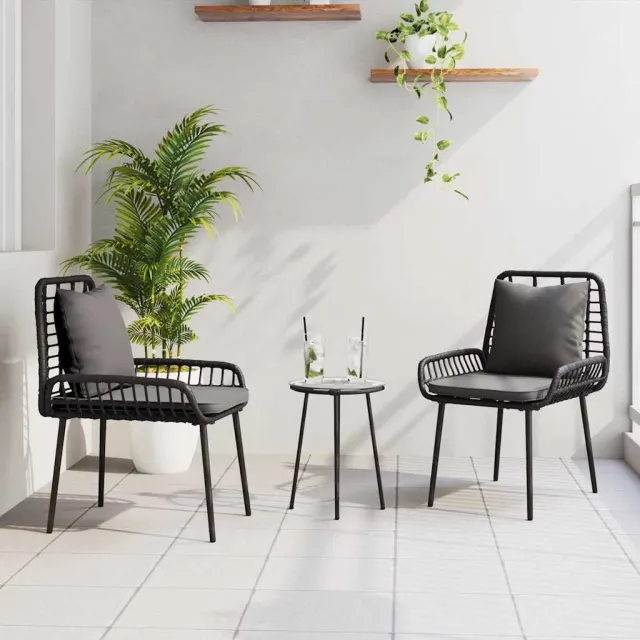 vidaXL Tuin eettafelset 3 st Zwart en Anthraciet poly rattan, foto 2